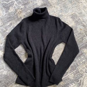 Black Lurex (Sparkly!) Ribbed Turtleneck, Size Med